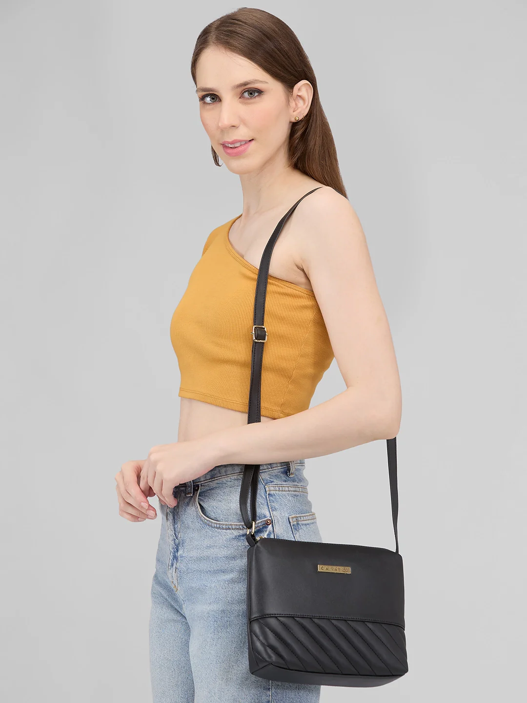 Caprese Serene Small Black Sling Bag - Image 13