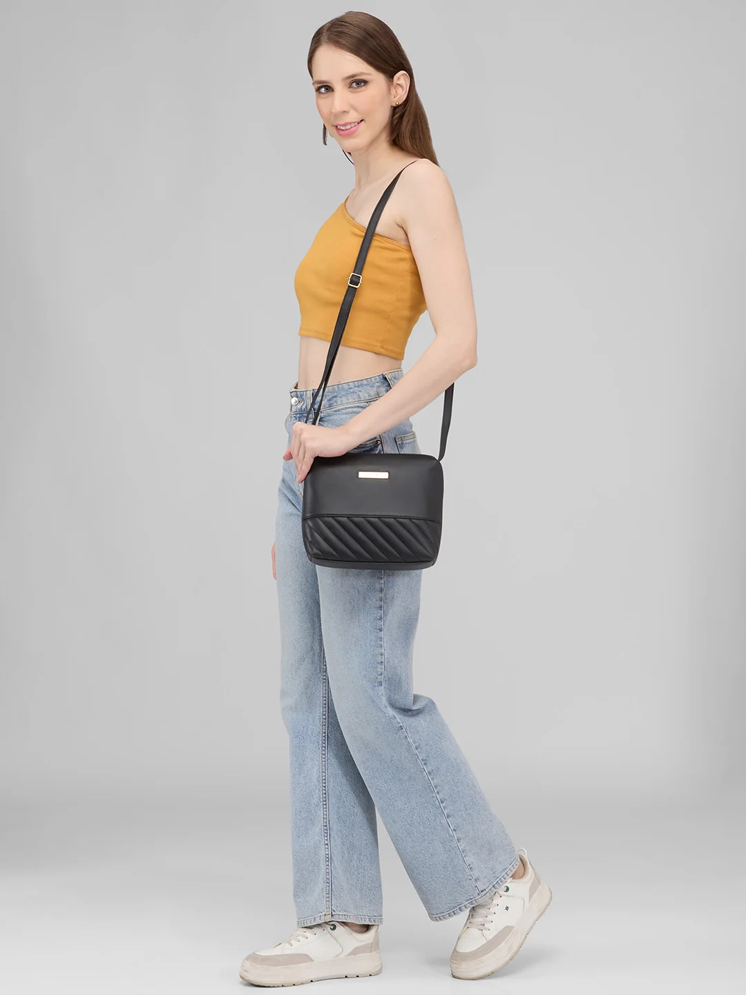 Caprese Serene Small Black Sling Bag - Image 3