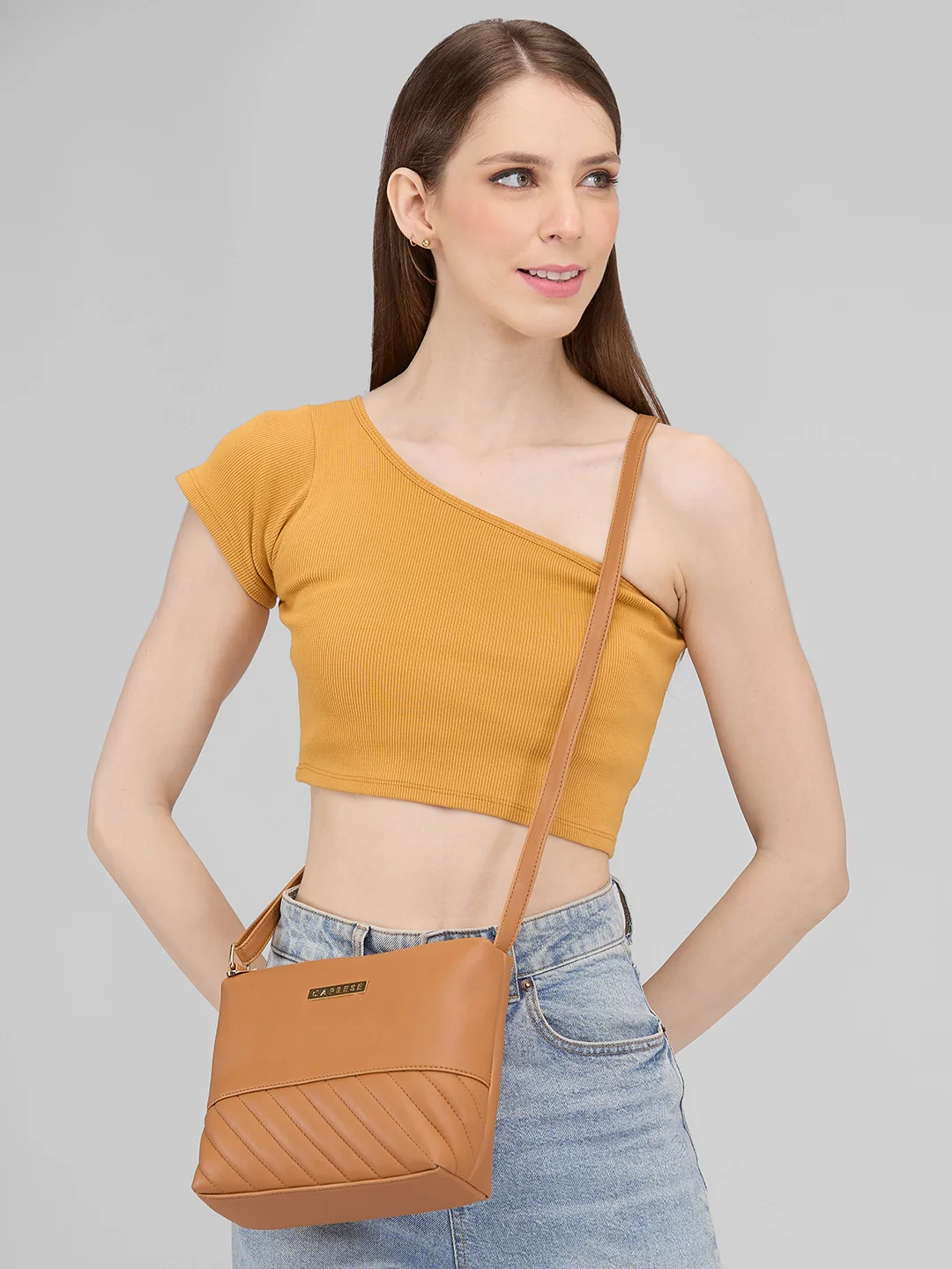 Caprese Serene Small Tan Sling Bag - Image 12