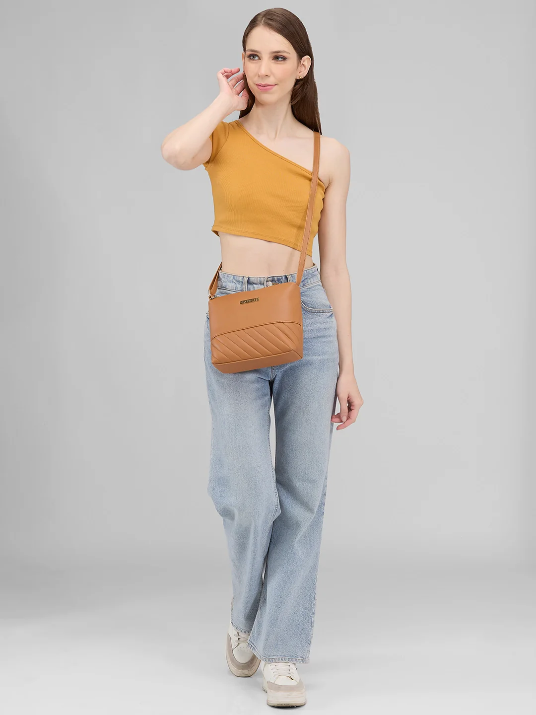 Caprese Serene Small Tan Sling Bag - Image 3