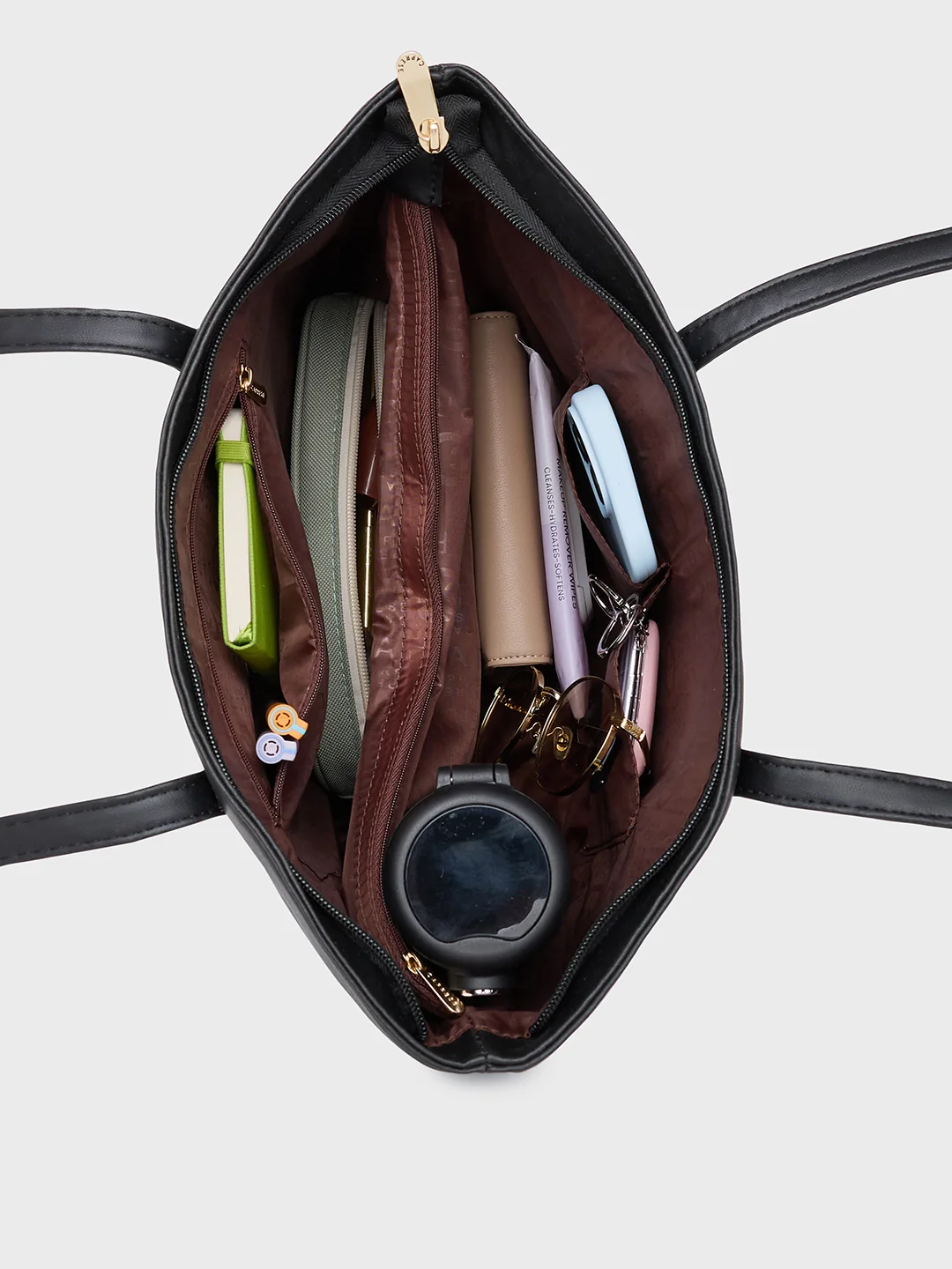 Caprese Serene Medium Black Tote Bag - Image 8