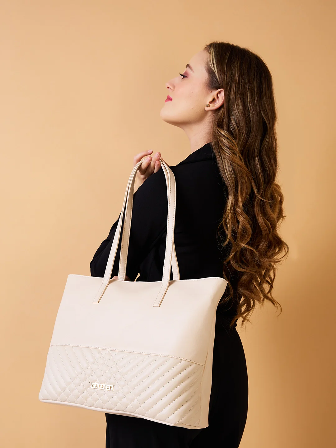 Caprese Serene Medium Off White Tote Bag - Image 11