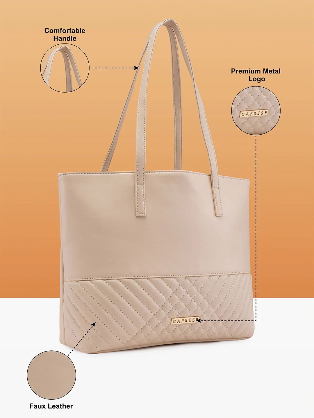Caprese Serene Medium Off White Tote Bag - Image 6