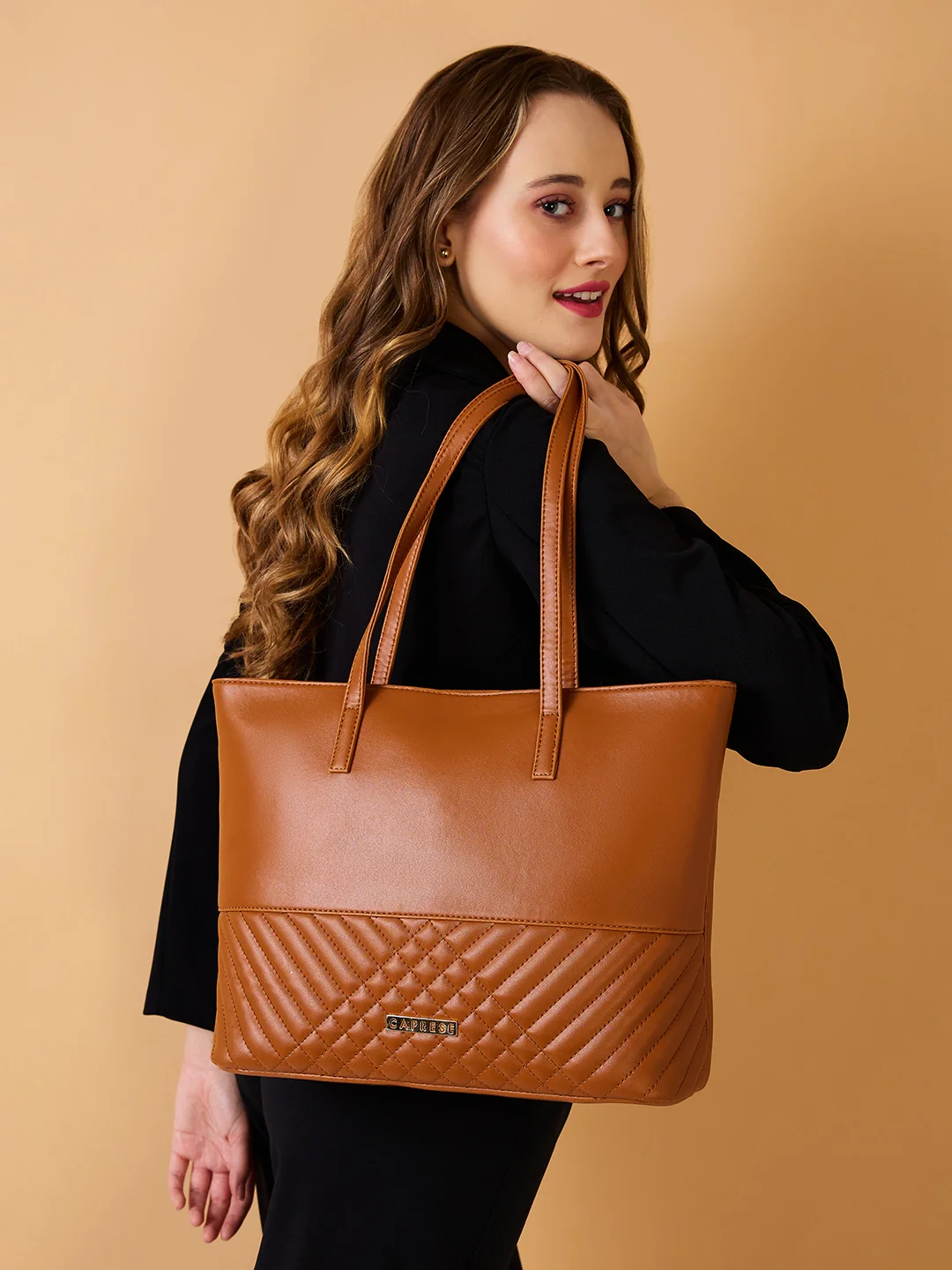 Caprese Serene Medium Tan Tote Bag - Image 2