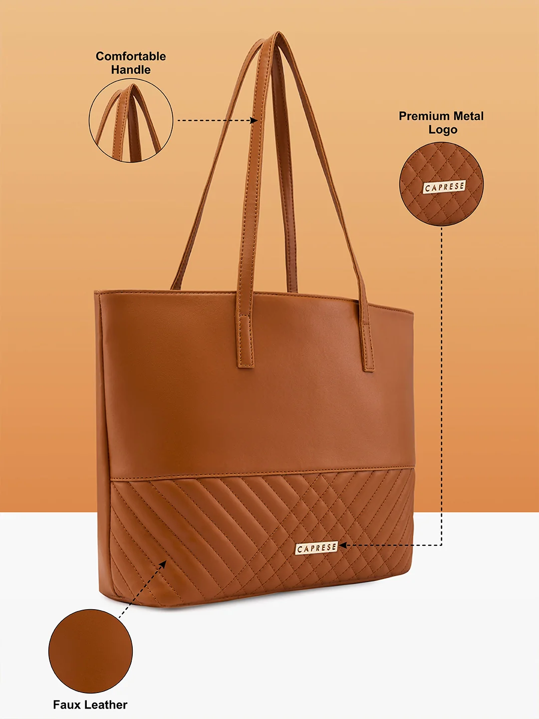 Caprese Serene Medium Tan Tote Bag - Image 6