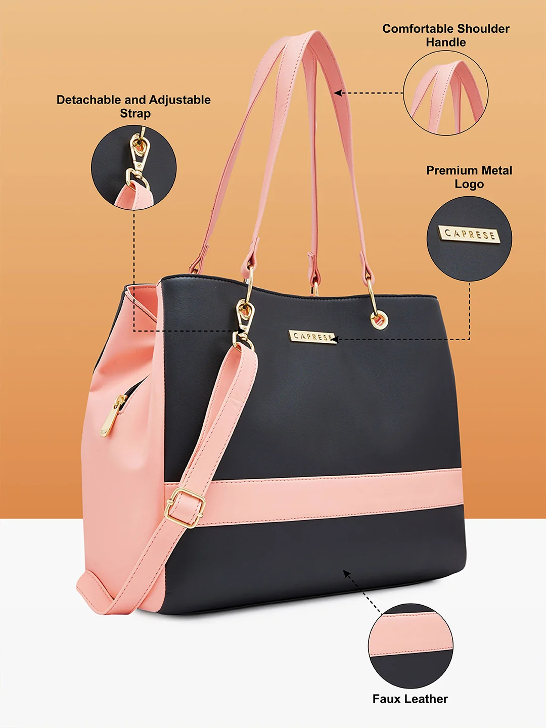 Caprese Seri Small Black Satchel Bag - Image 6