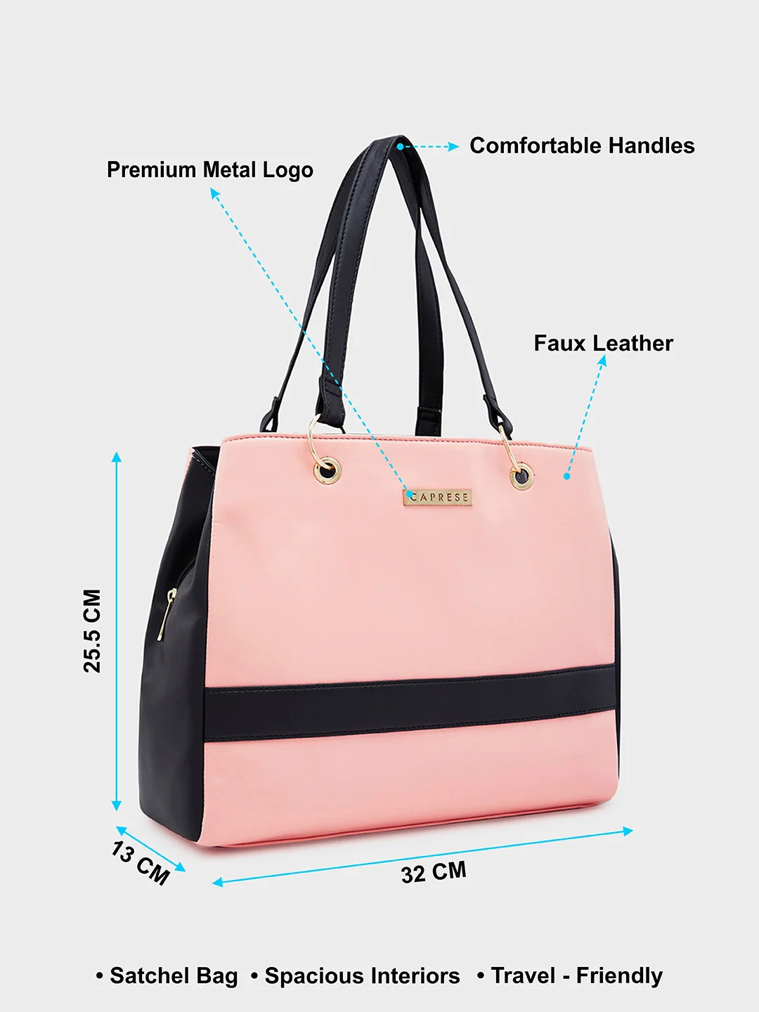 Caprese Seri Small Blush Pink Satchel Bag - Image 6
