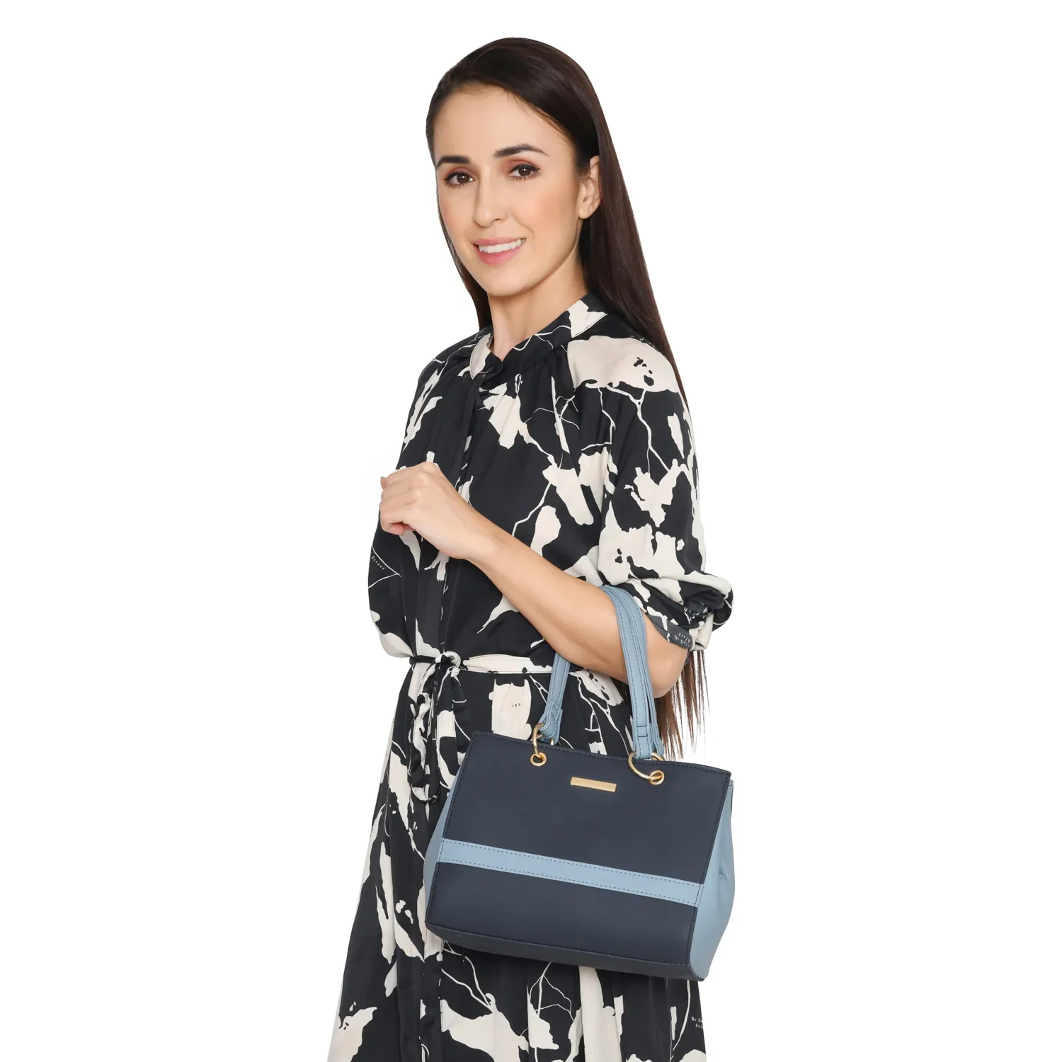 Caprese Seri Small Navy Satchel Bag - Image 6