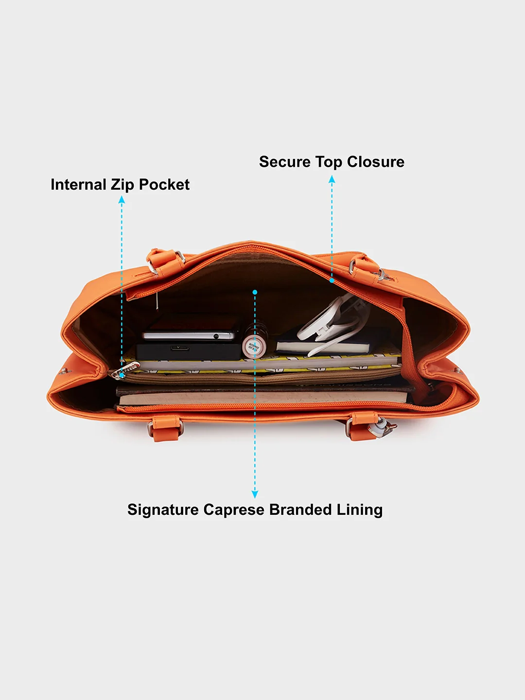 Caprese Shally Medium Orange Satchel Bag - Image 8