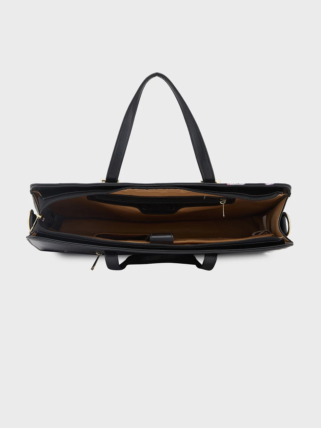 Caprese Shanaya Large Black Printed Laptop Bag - Image 9
