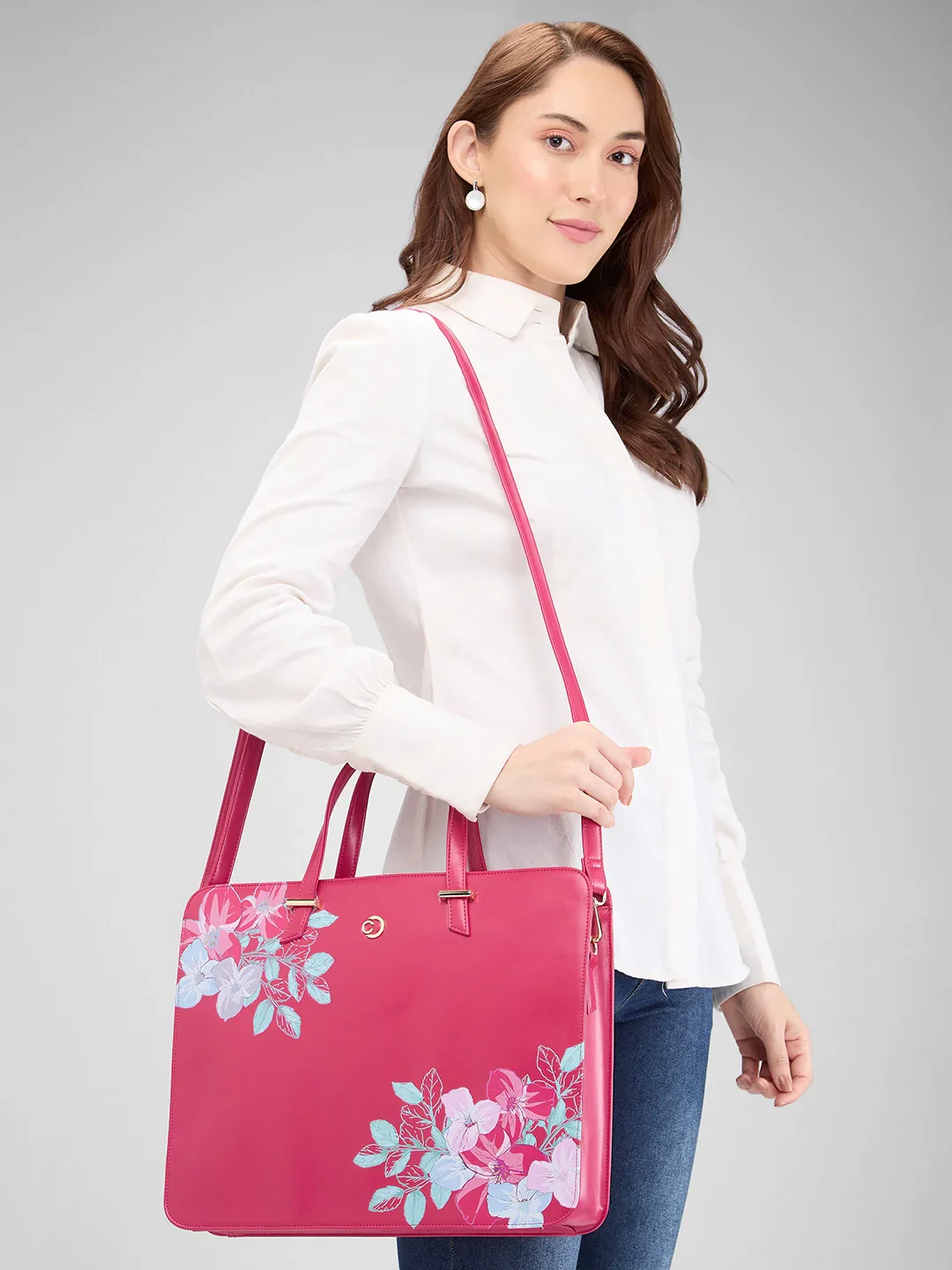 Caprese Shanaya Printed Large Burgundy Laptop Bag - Image 11