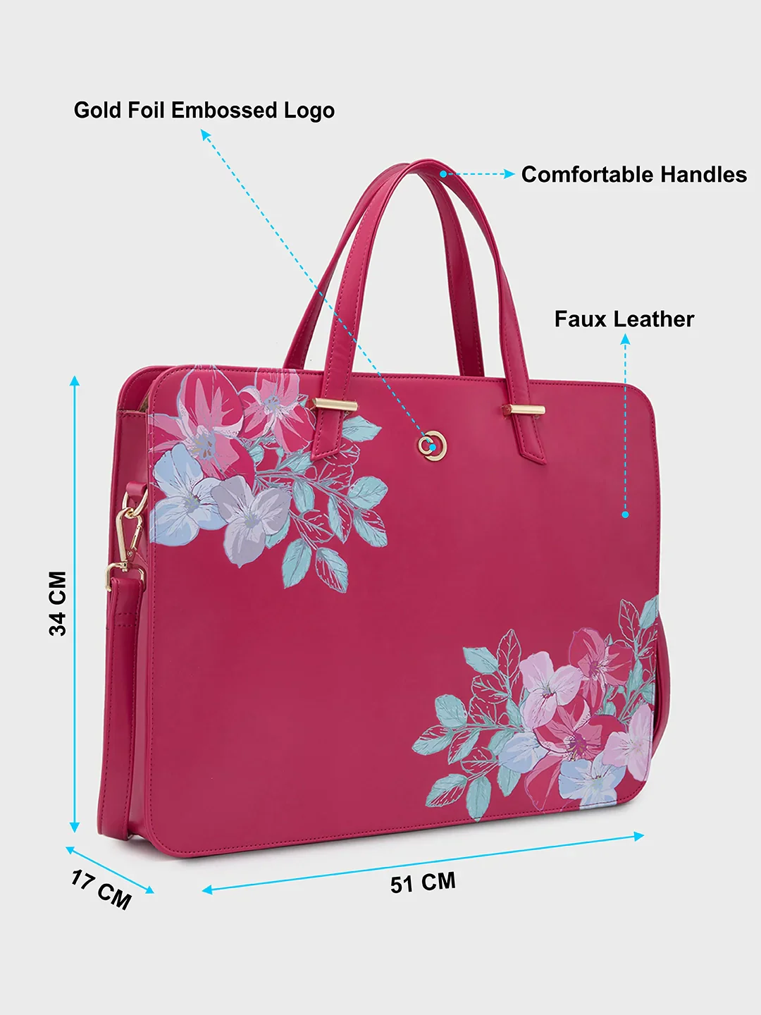 Caprese Shanaya Printed Large Burgundy Laptop Bag - Image 6