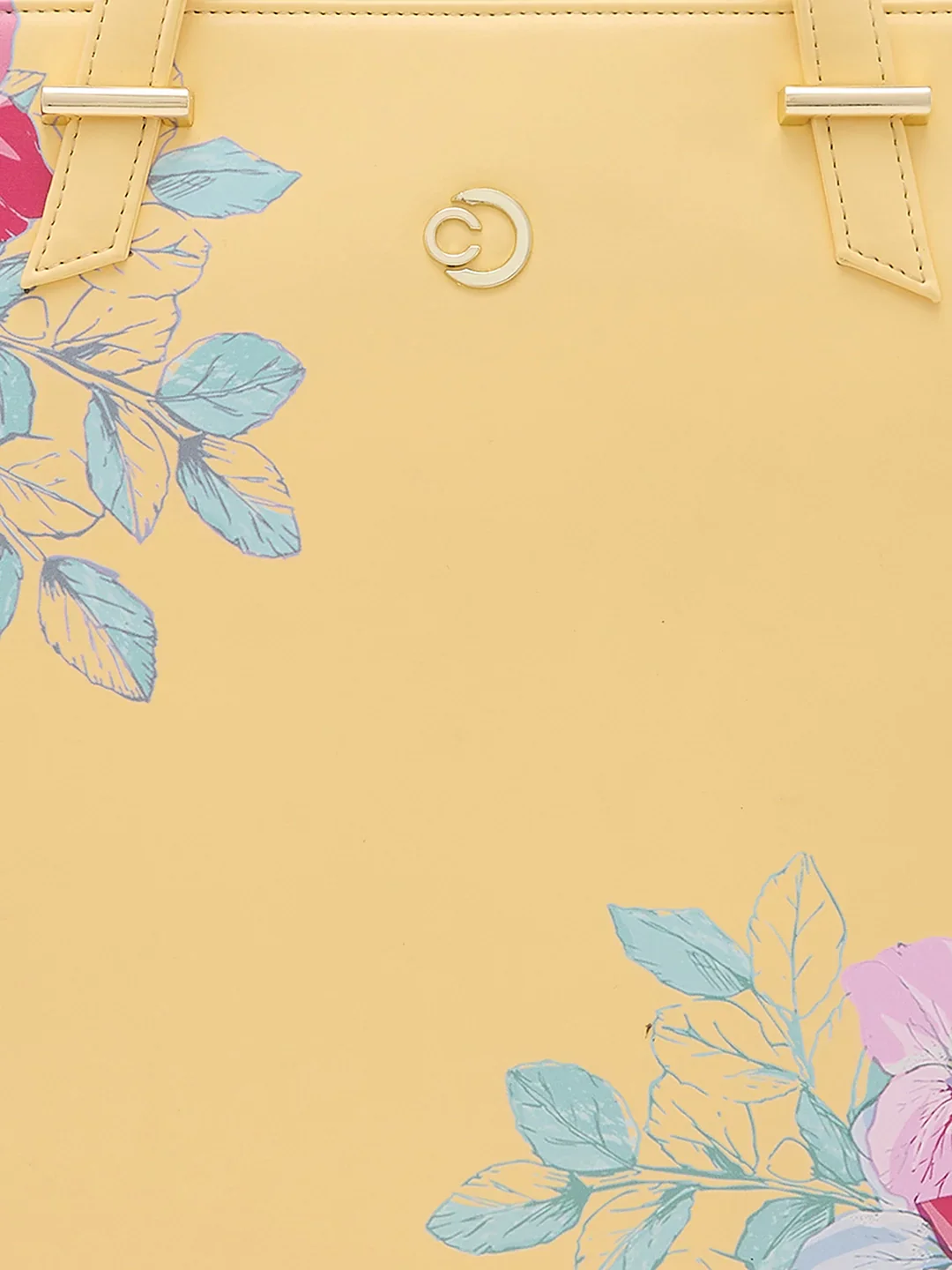Caprese Shanaya Large Yellow Printed Laptop Bag - Image 10