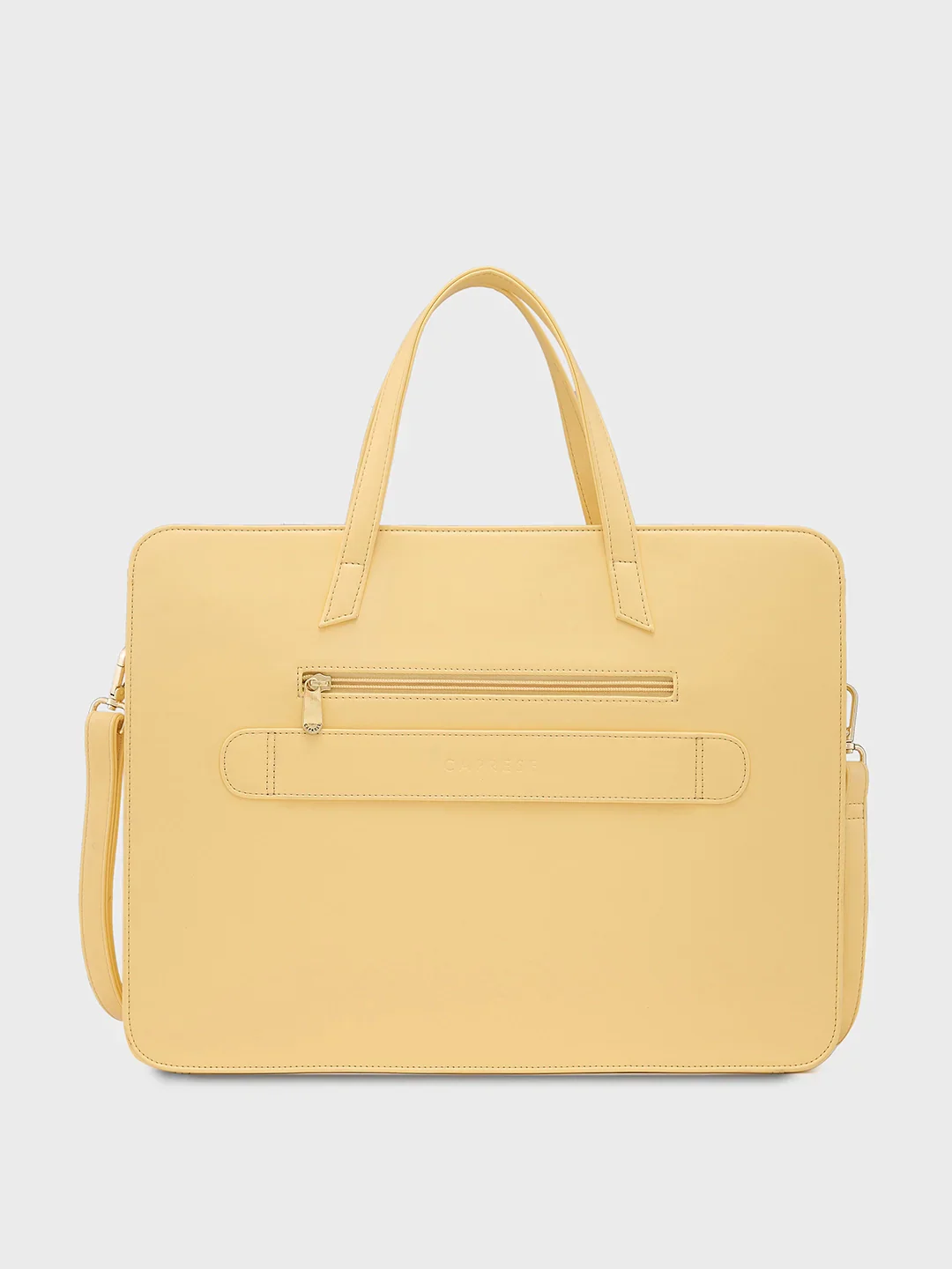 Caprese Shanaya Large Yellow Printed Laptop Bag - Image 3