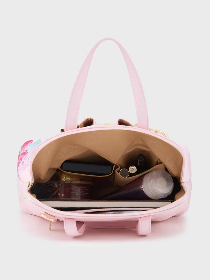 Caprese Shanaya Medium Printed Pink Satchel Bag - Image 8