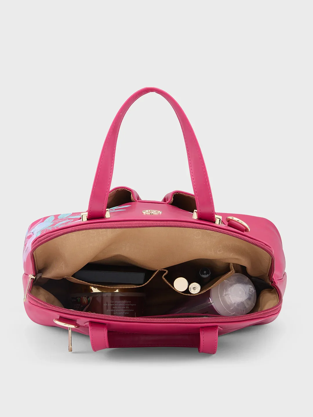 Caprese Shanaya Printed Medium Burgundy Satchel Bag - Image 8