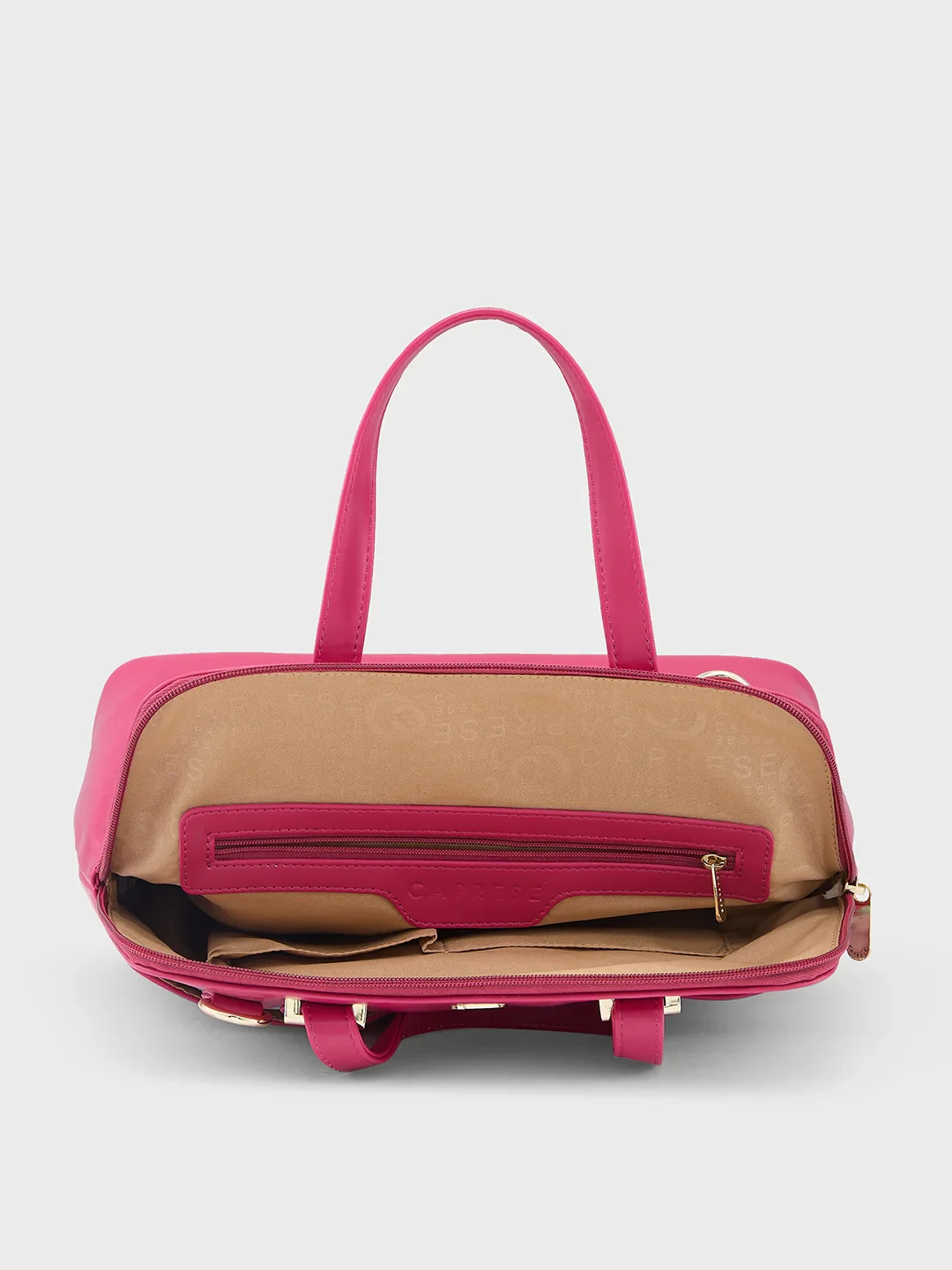 Caprese Shanaya Printed Medium Burgundy Satchel Bag - Image 9