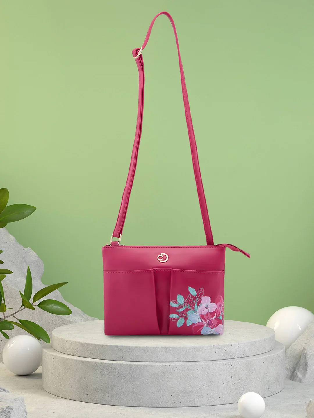 Caprese Shanaya Medium Burgundy Sling Bag - Image 2