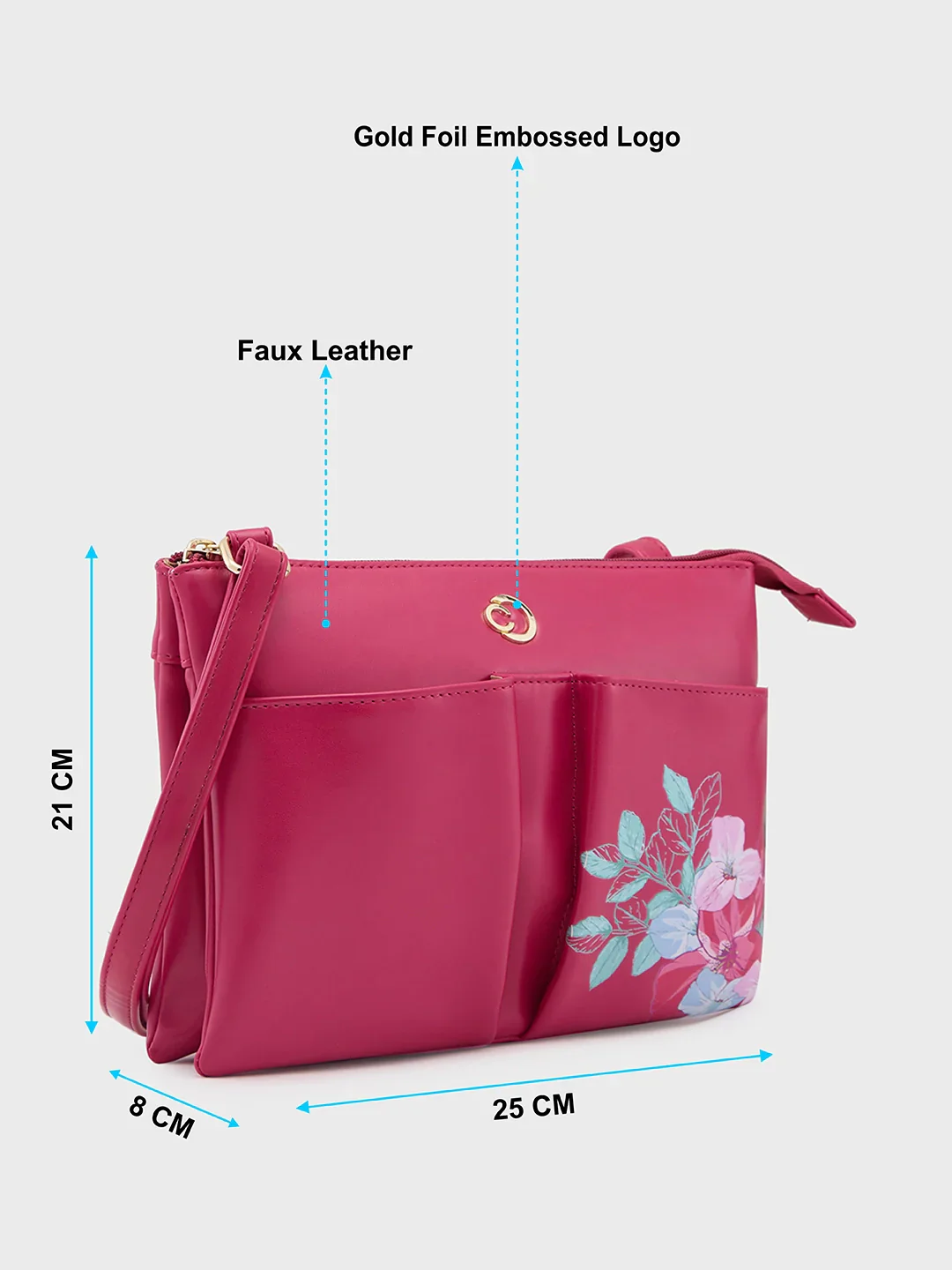 Caprese Shanaya Medium Burgundy Sling Bag - Image 6