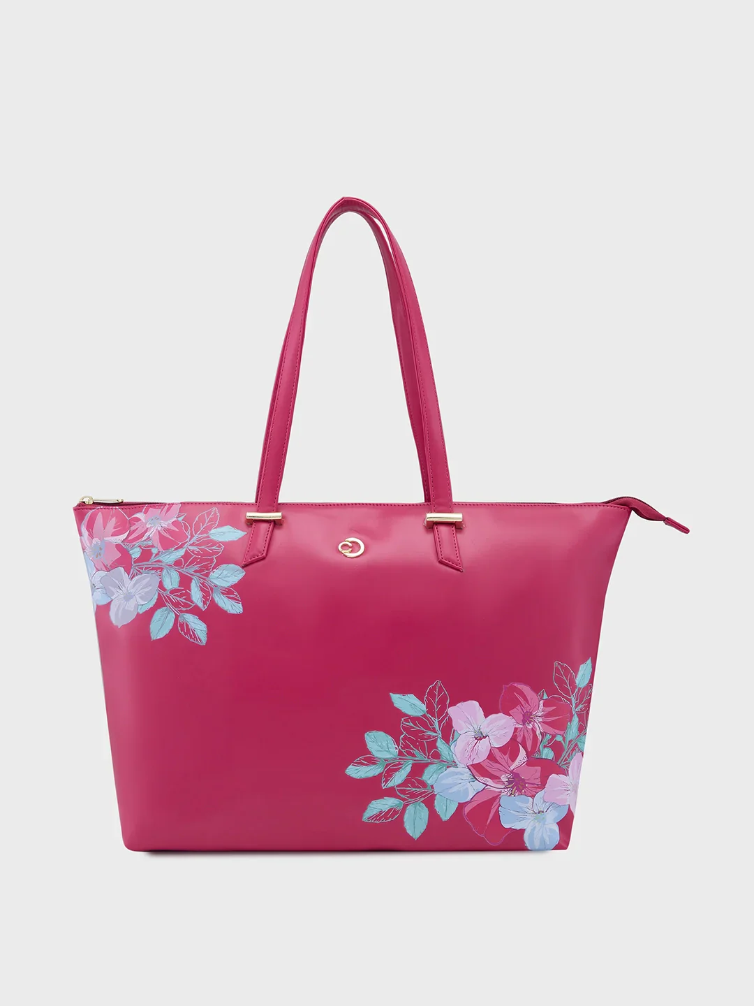 Caprese Shanaya Printed Large Burgundy Tote Bag
