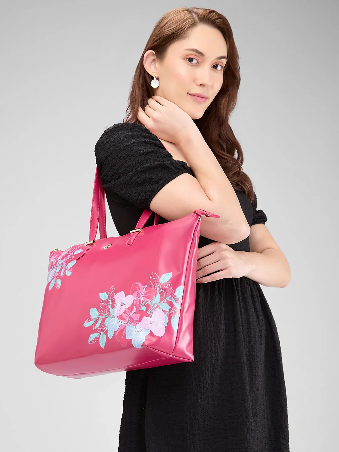 Caprese Shanaya Printed Large Burgundy Tote Bag - Image 12