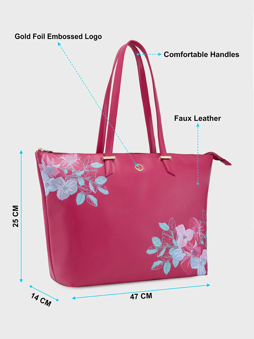 Caprese Shanaya Printed Large Burgundy Tote Bag - Image 6