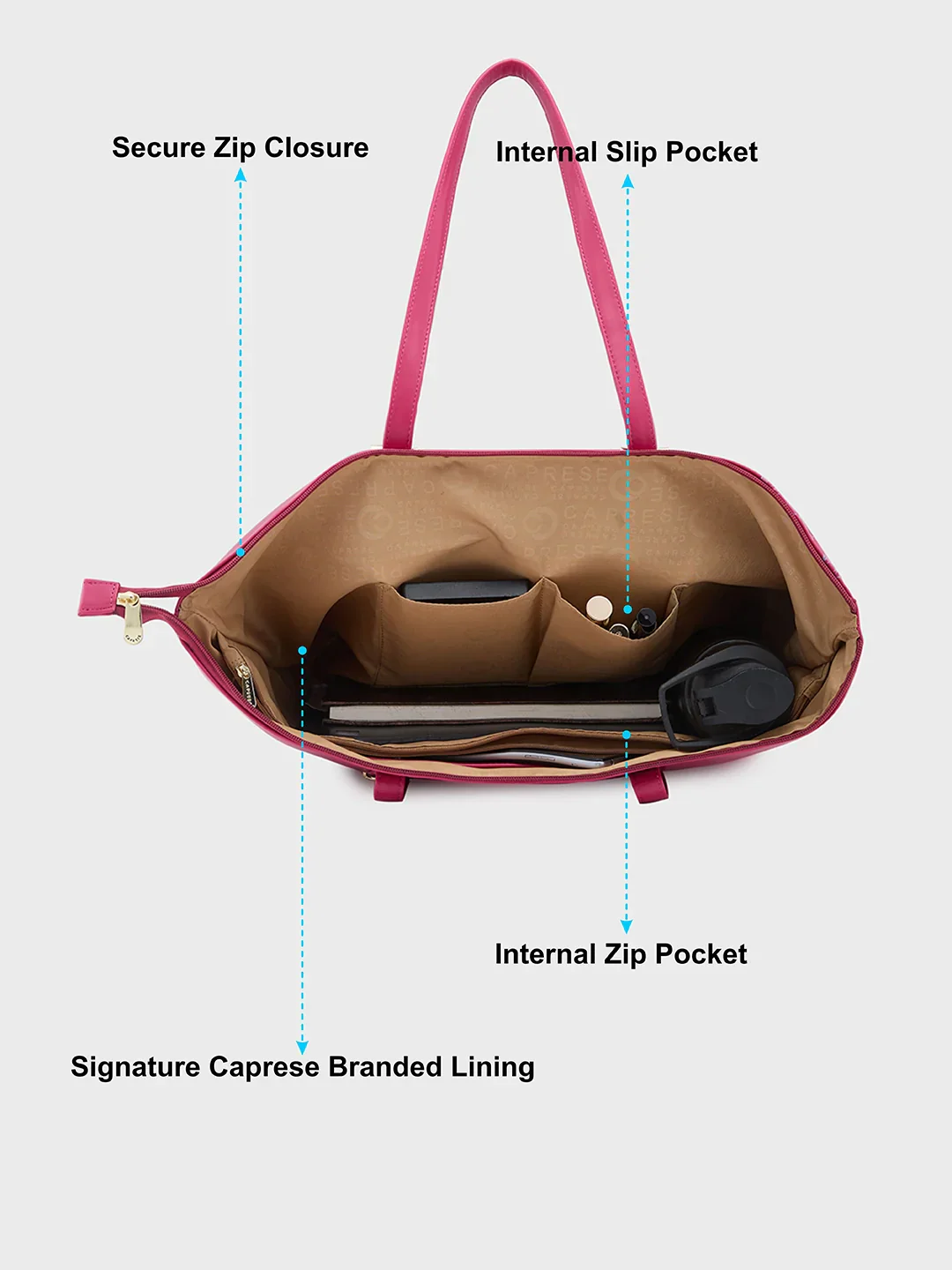 Caprese Shanaya Printed Large Burgundy Tote Bag - Image 7