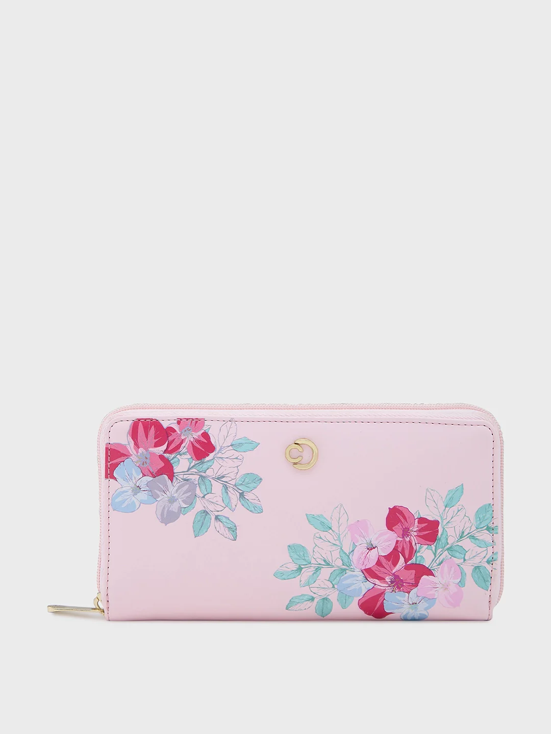 Caprese Shanaya Printed Large Pink Zip Around Wallet
