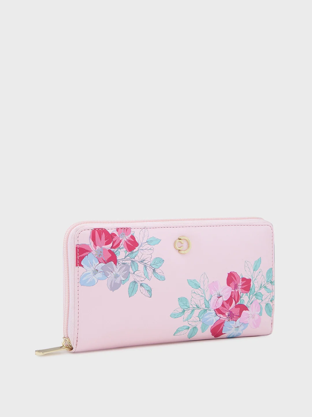Caprese Shanaya Printed Large Pink Zip Around Wallet - Image 4