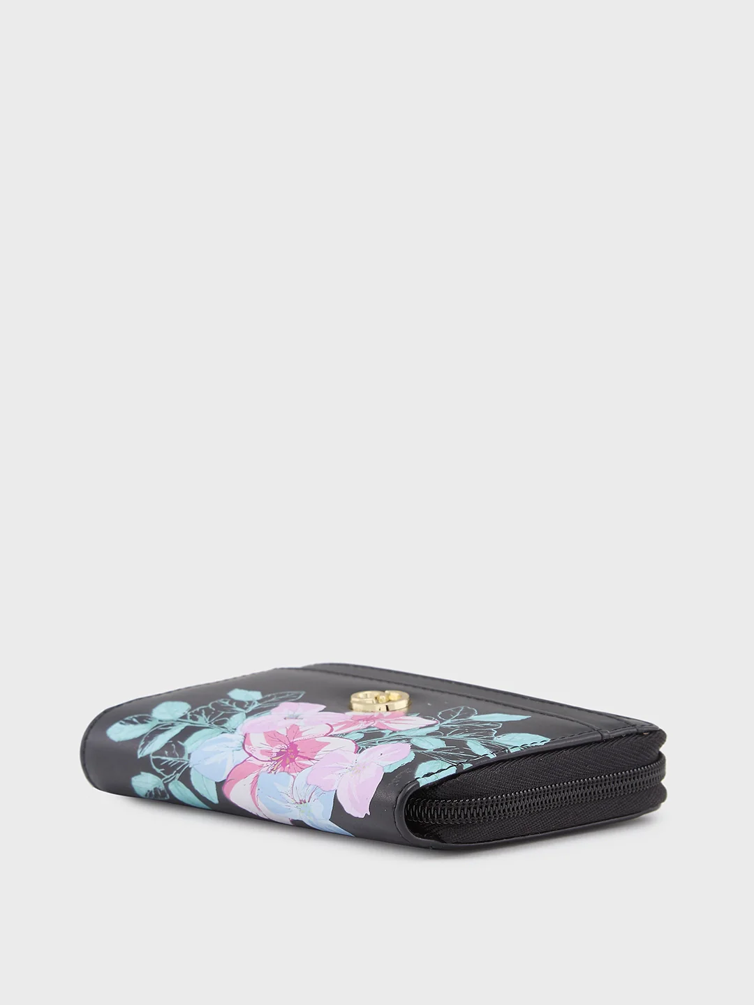 Caprese Shanaya Printed Small Black Zip Around Wallet - Image 5