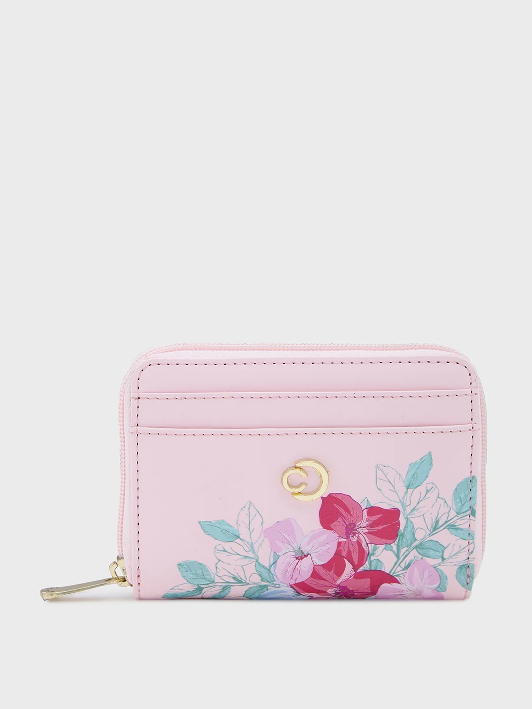 Caprese Shanaya Printed Small Pink Zip Around Wallet