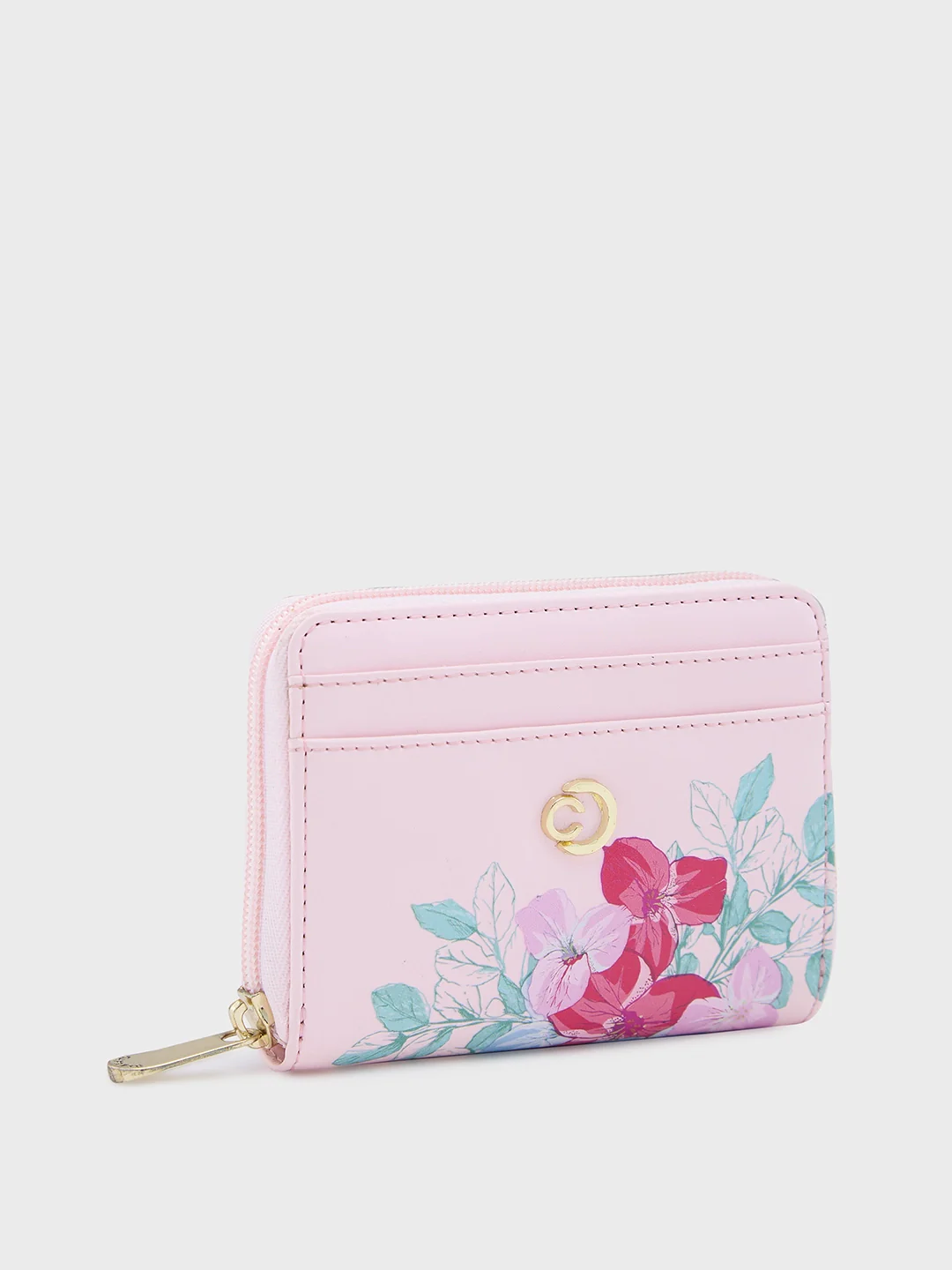 Caprese Shanaya Printed Small Pink Zip Around Wallet - Image 4