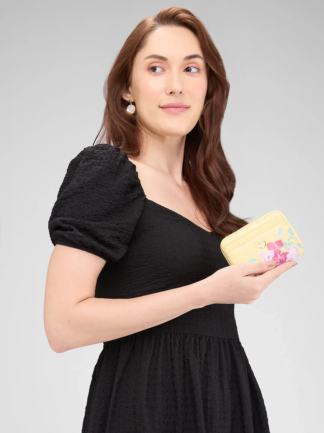 Caprese Shanaya Printed Small Yellow Zip Around Wallet - Image 12