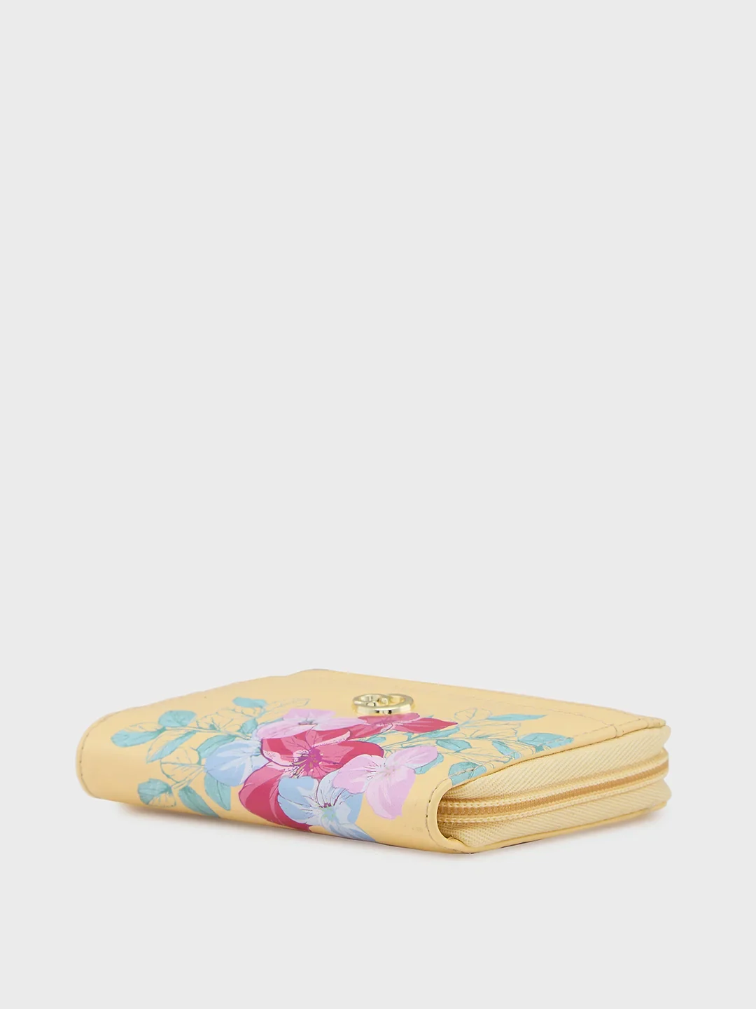 Caprese Shanaya Printed Small Yellow Zip Around Wallet - Image 5