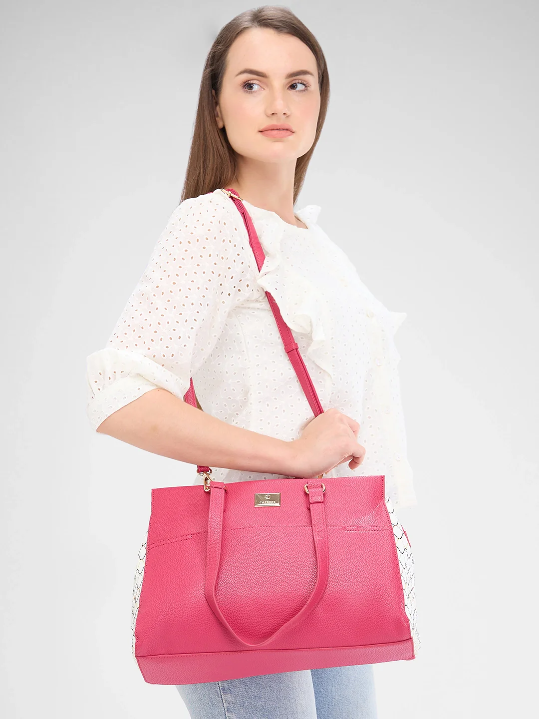 Caprese Shane Large Magenta Satchel Bag - Image 11