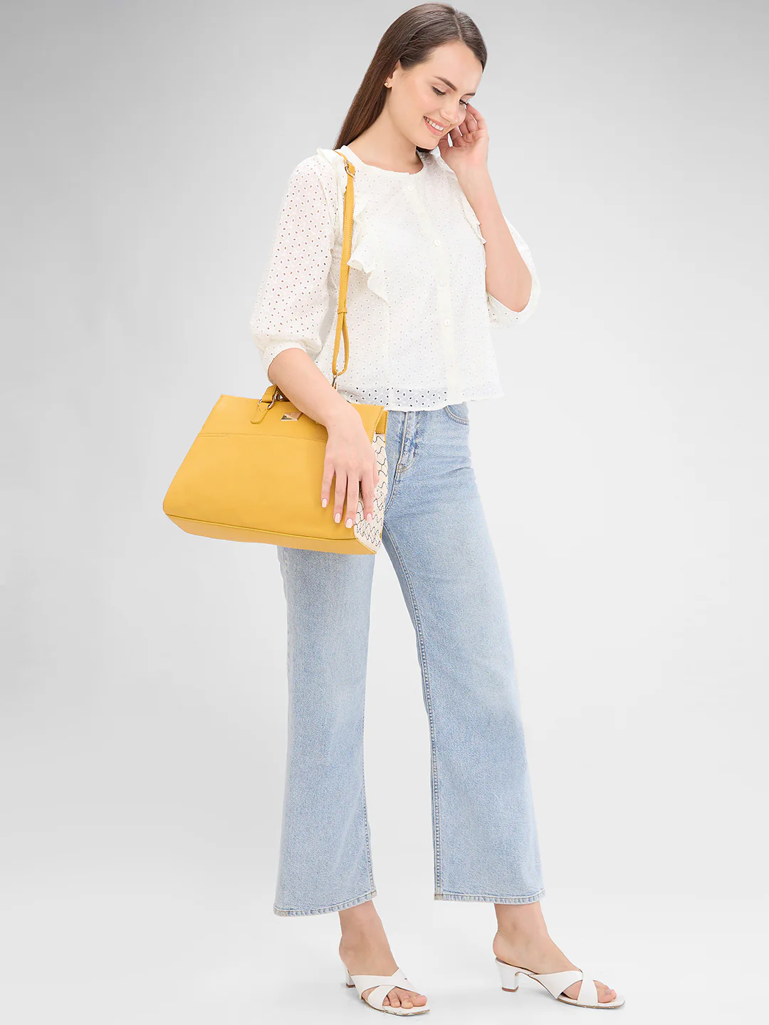 Caprese Shane Large Yellow Satchel Bag - Image 2