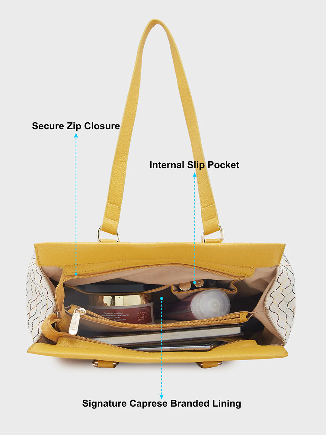 Caprese Shane Large Yellow Satchel Bag - Image 8