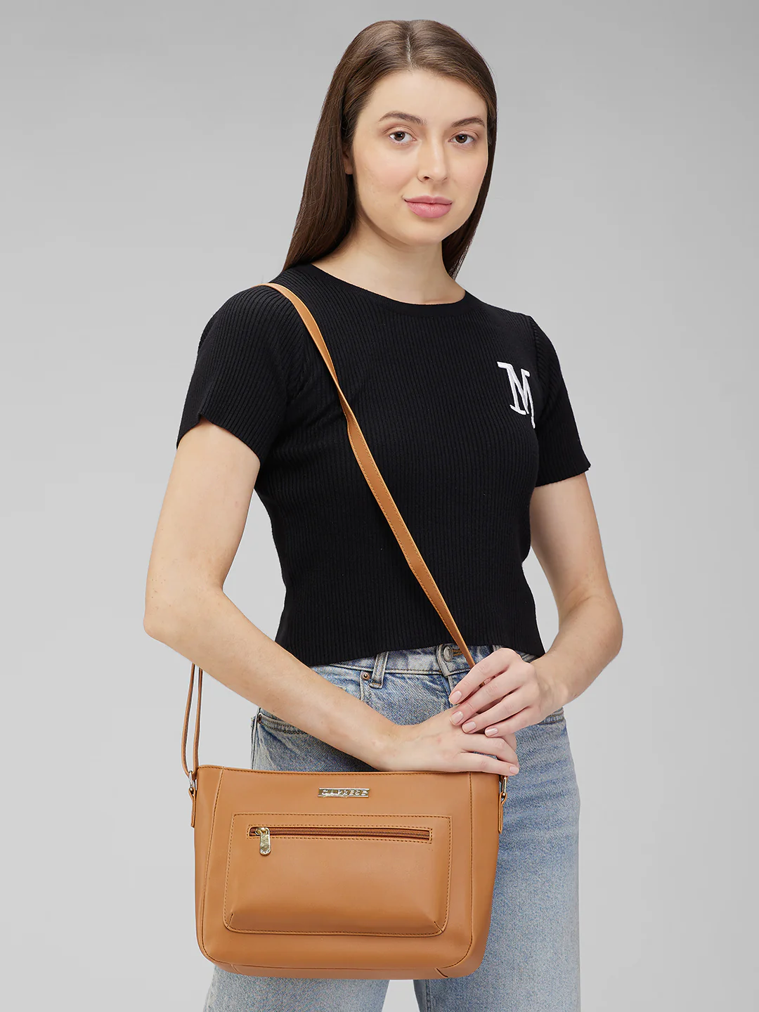 Caprese Shanon Large Tan Sling Bag - Image 12