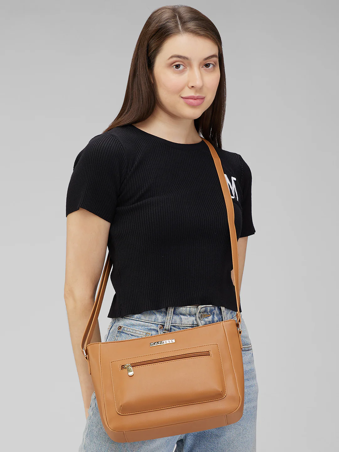 Caprese Shanon Large Tan Sling Bag - Image 13