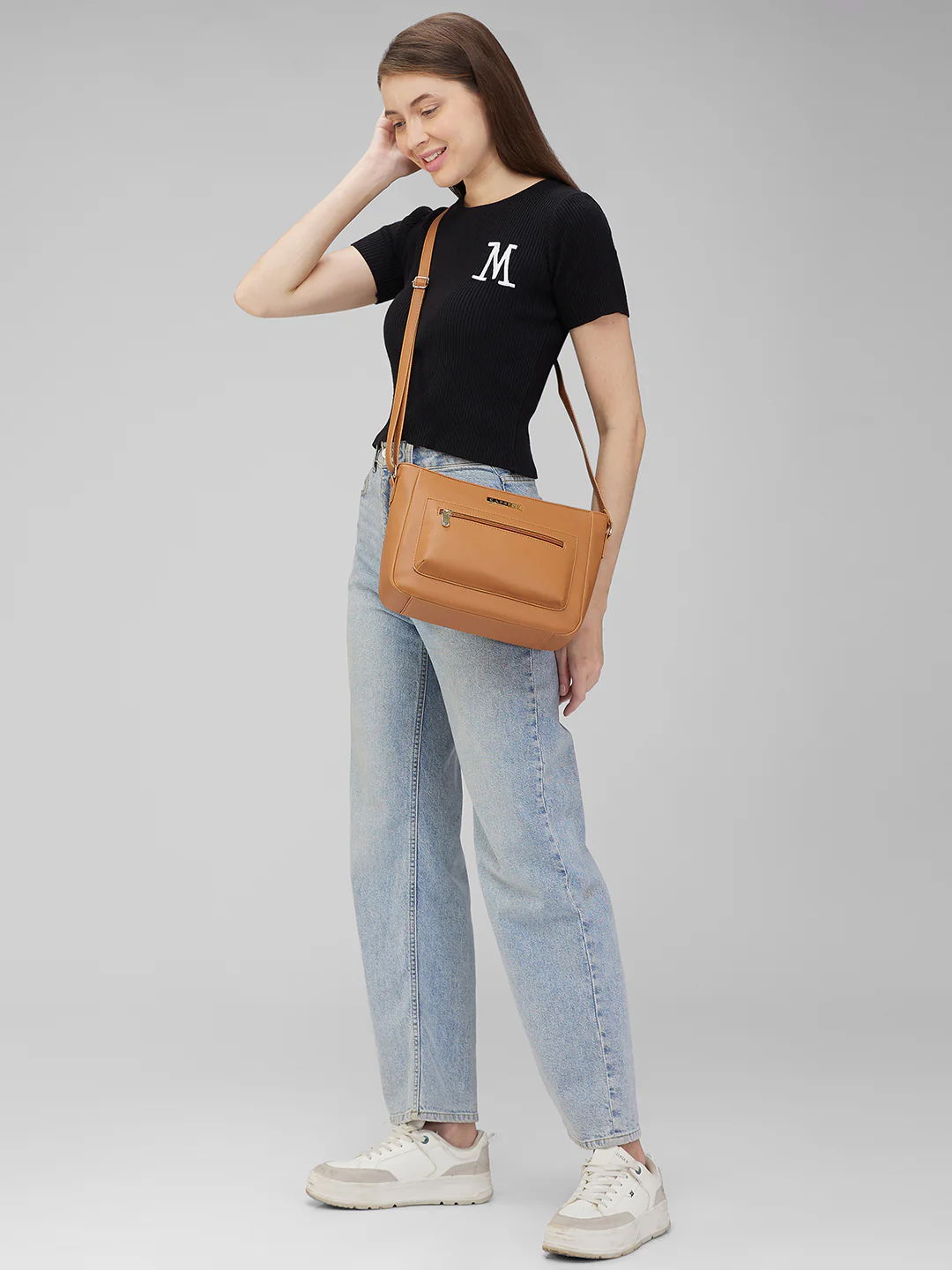 Caprese Shanon Large Tan Sling Bag - Image 3