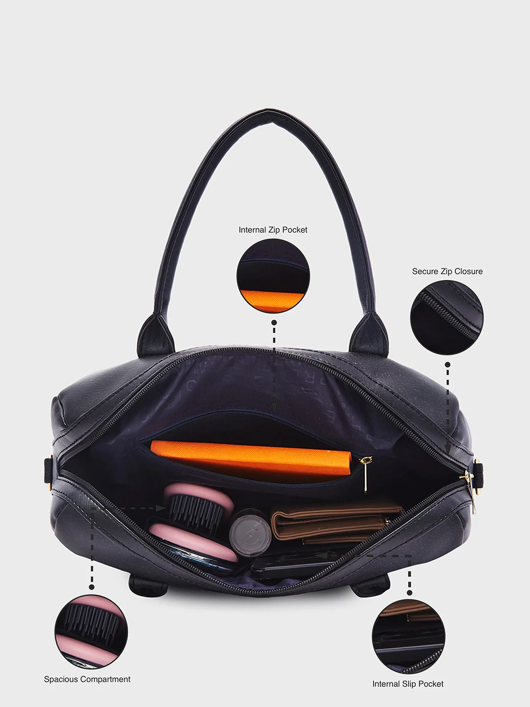 Caprese Shavon Medium Black Satchel Bag - Image 5