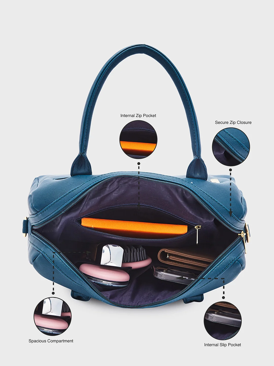 Caprese Shavon Medium Teal Satchel Bag - Image 7