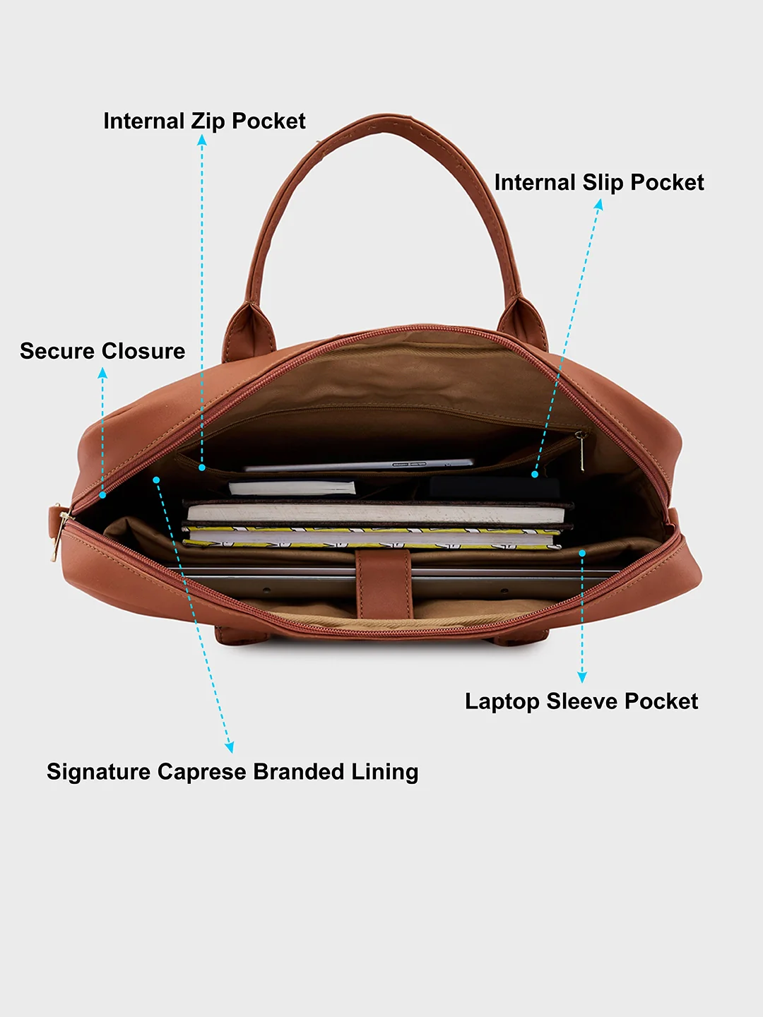 Caprese Shawn Medium Tan Laptop Bag - Image 9