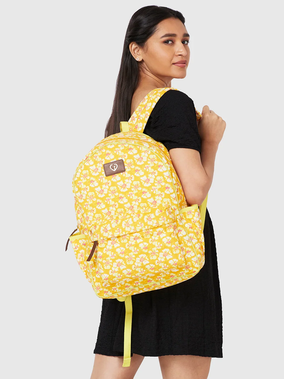Caprese Shay Large Amber Yellow Laptop Backpack - Image 2