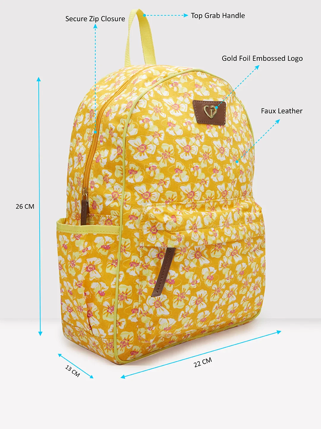 Caprese Shay Large Amber Yellow Laptop Backpack - Image 7