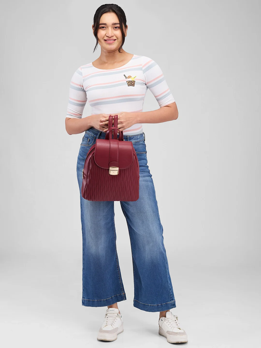 Caprese Shelbee Medium Burgundy Backpack - Image 3