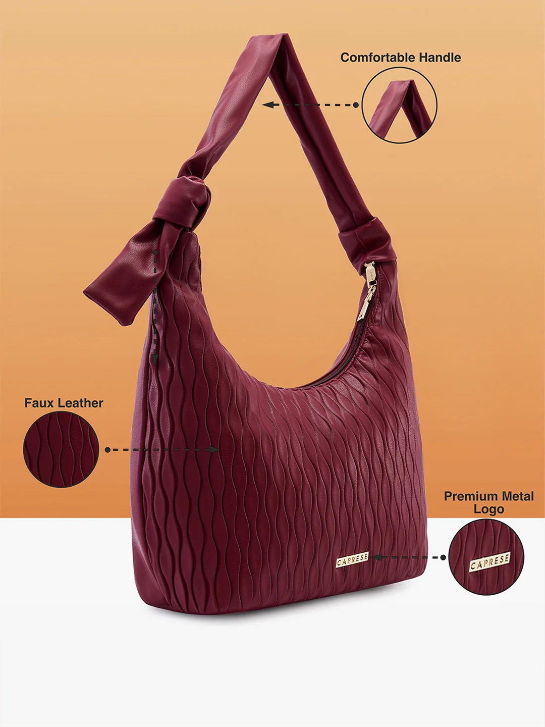 Caprese Shelbee Large Burgundy Hobo Bag - Image 4