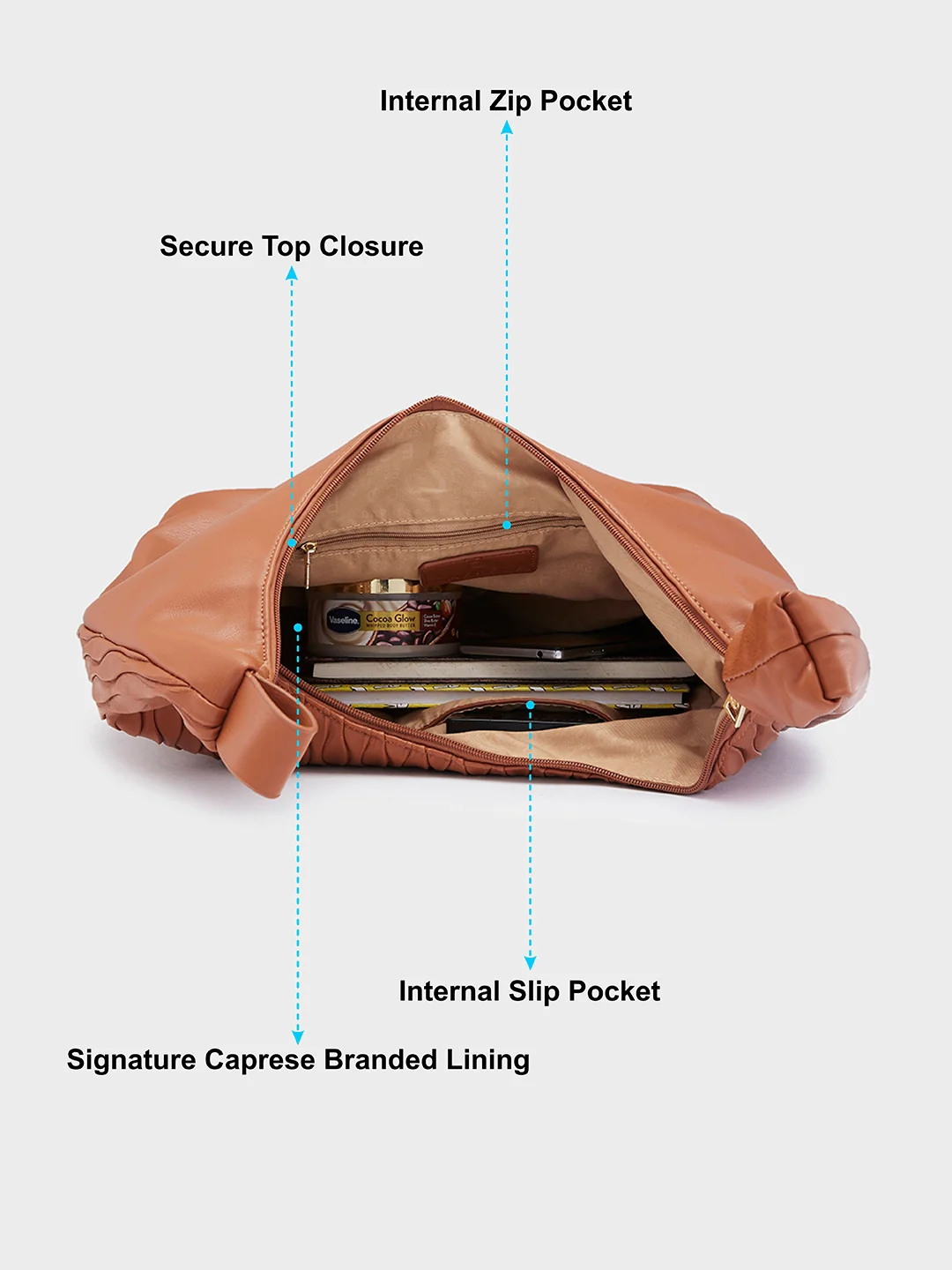 Caprese Shelbee Large Tan Hobo Bag - Image 7