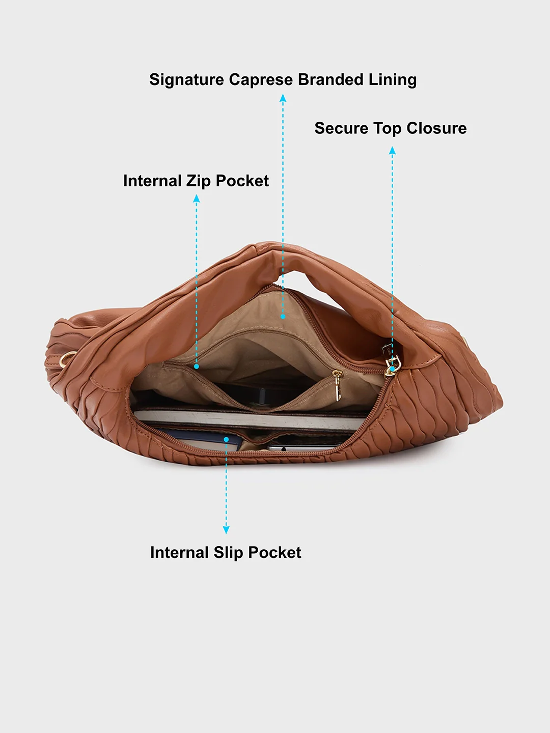 Caprese Shelbee Medium Tan Hobo Bag - Image 7