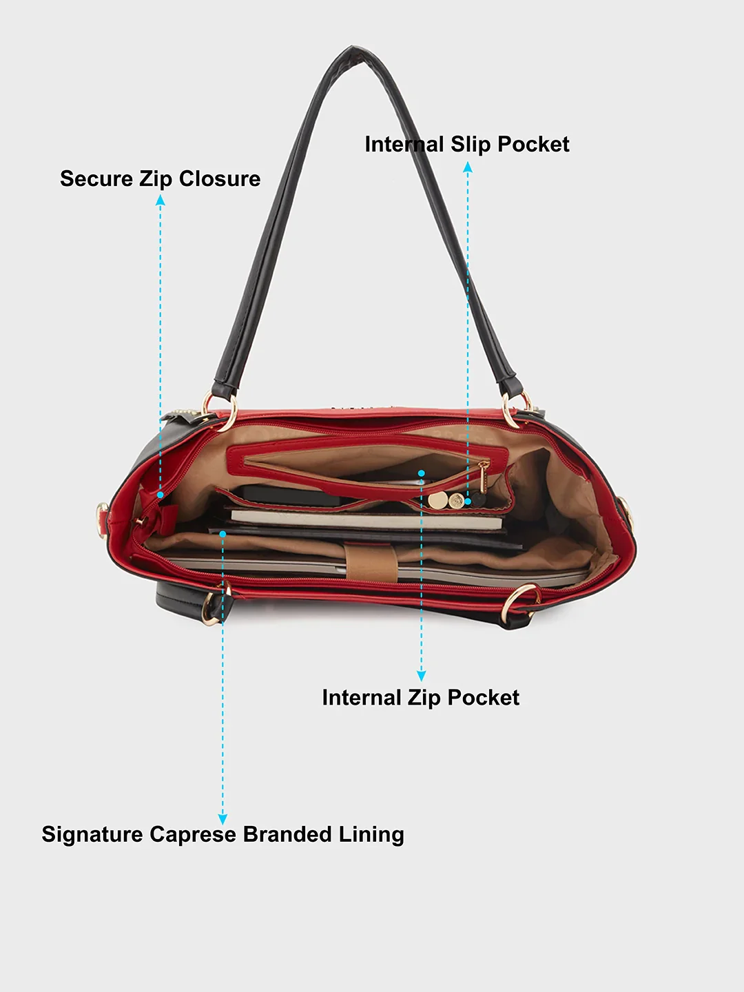 Caprese Shelby Large Red Laptop Tote Bag - Image 10